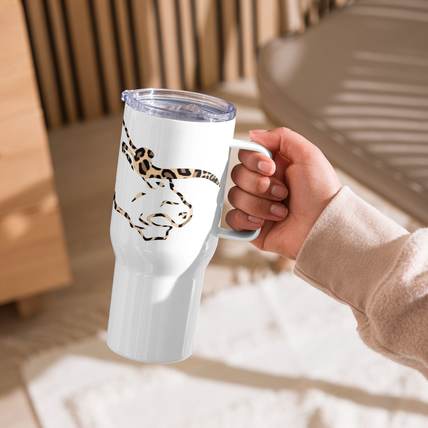 FF Leopard Travel mug with a handle